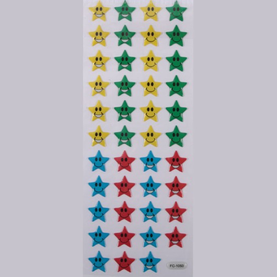 Yıldız Renkli Gülen Yüzler Yapışkan Stiker - FC1050 - Mytortenland